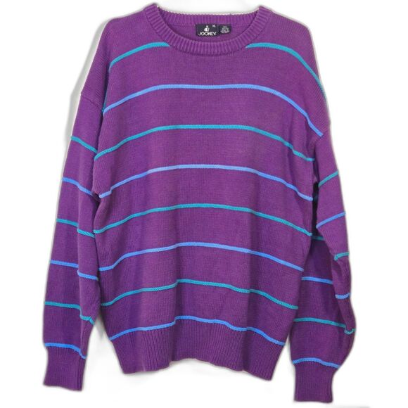 Vtg Jockey Striped Sweater Purple XL - Picture 1 of 5